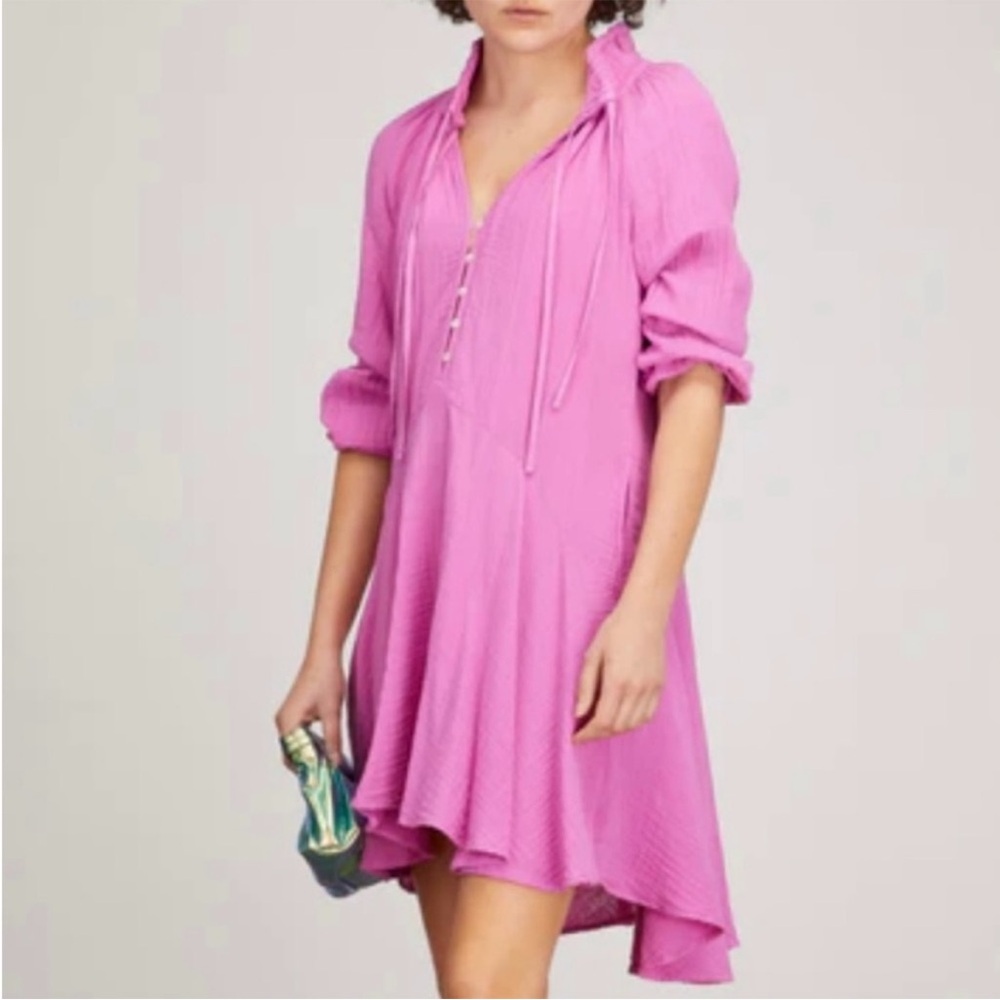 Xirena Lola Short Dress Rosebud Pink Fuschia Flowy Tent 100% Cotton Small